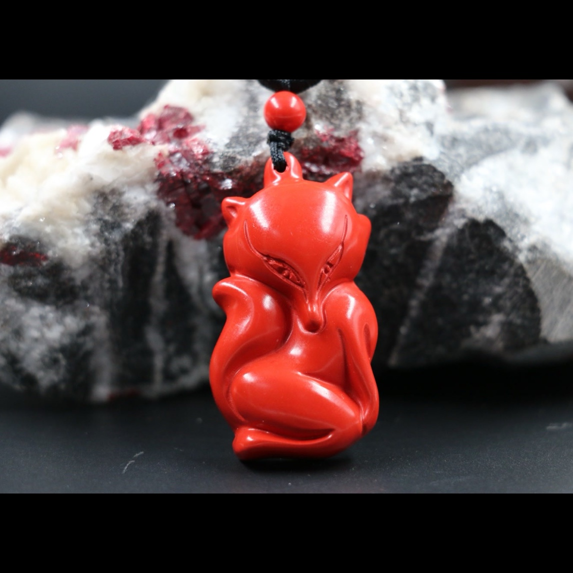 含辰砂工艺品朱砂新中式狐狸吊坠（红砂）《新人满减》