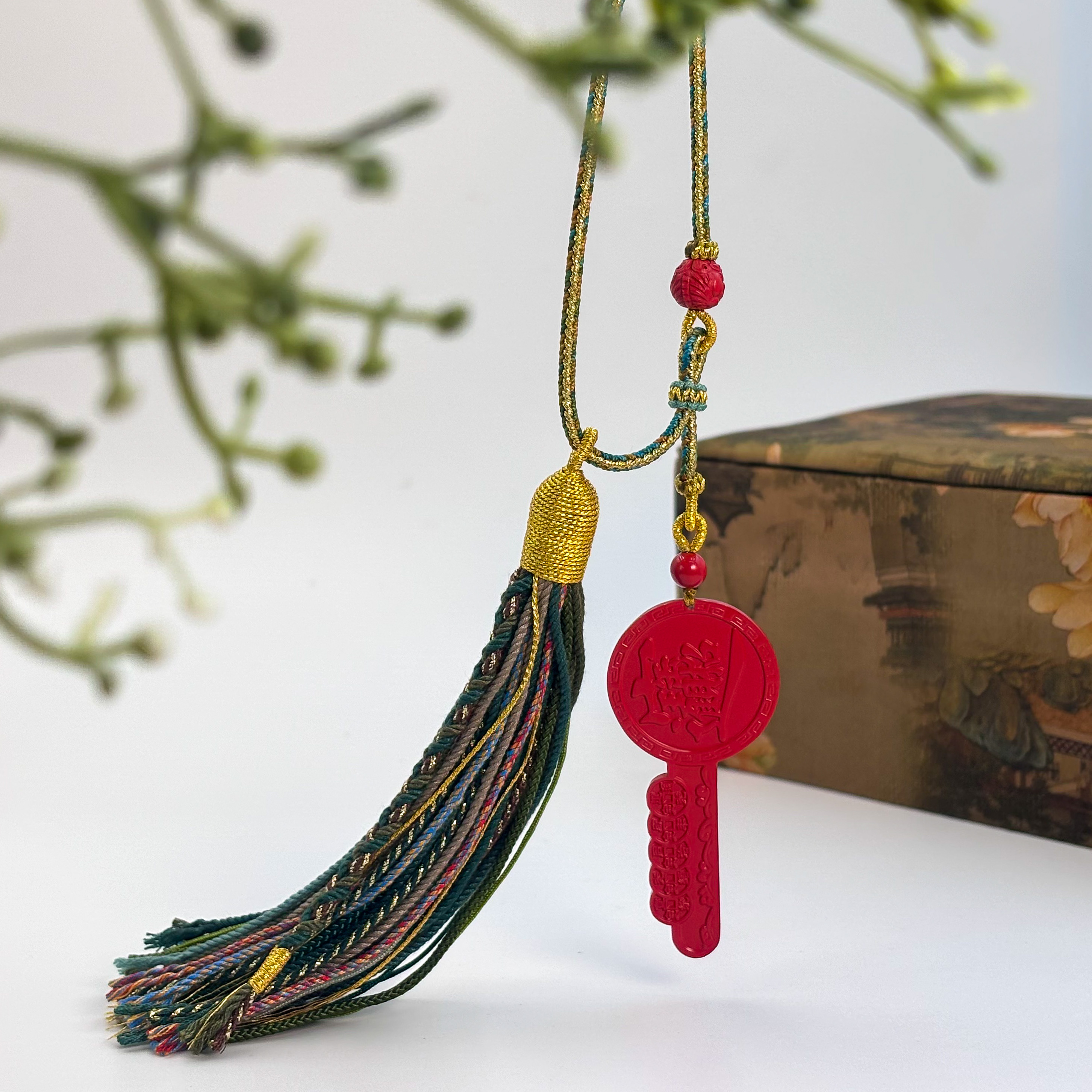 含辰砂工艺品【晟伊】A8187朱砂钥匙挂件名+日期+地址