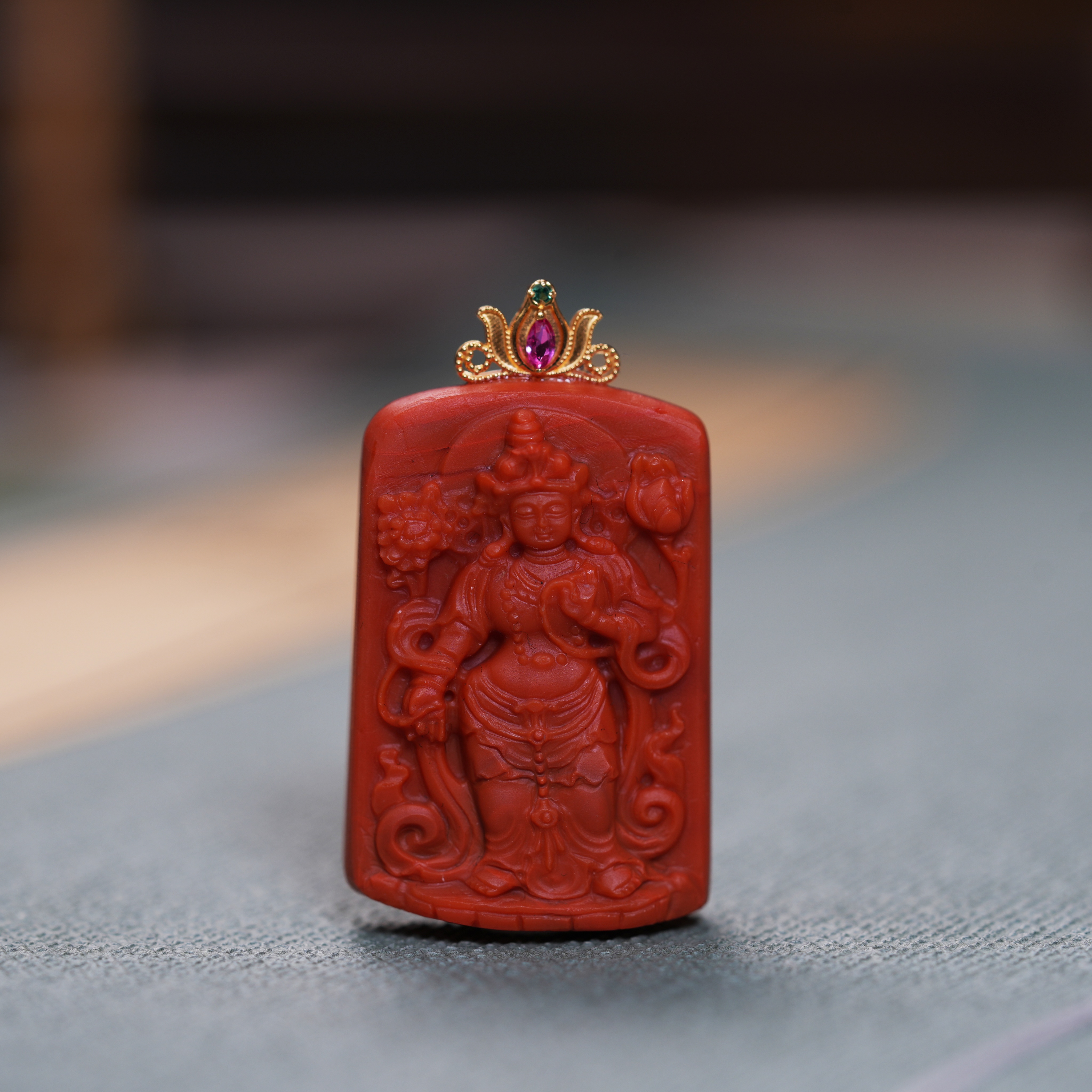 【晟伊】南红18k金红度度吊坠（多样性）