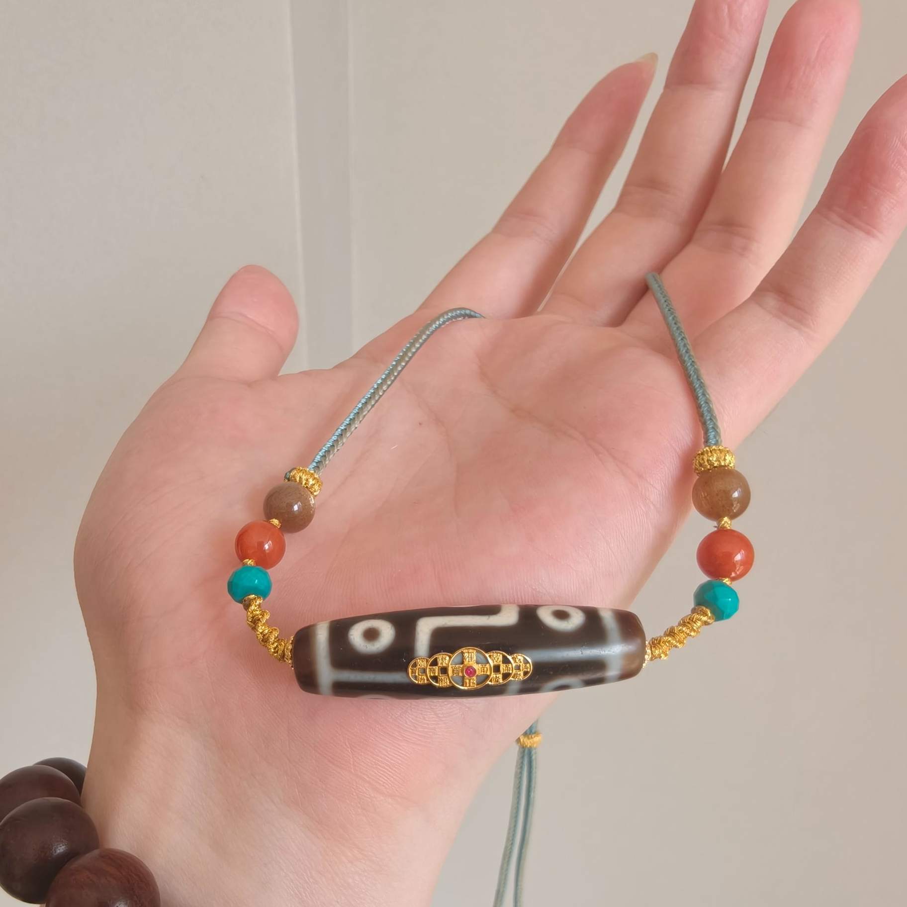 【晟伊珠宝】九宝五帝钱18K吊坠+名+农历日期+地址LH