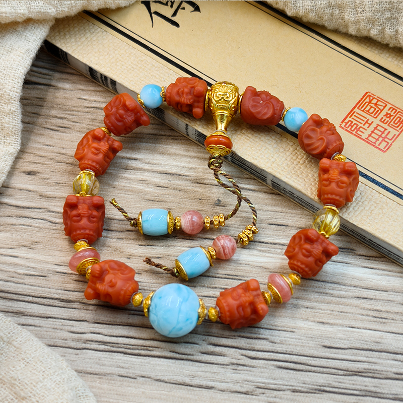 【晟伊珠宝】南红济炼食S生偏C阵阵配比手串+名+农日期+地址