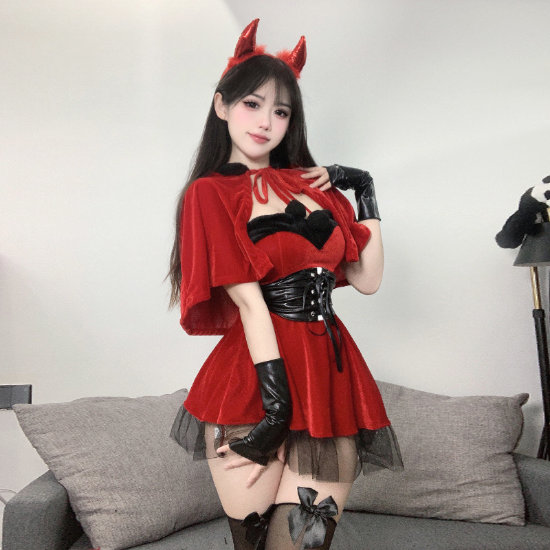 性感圣诞节服装女性感演出服新年战袍小恶魔网红欧美