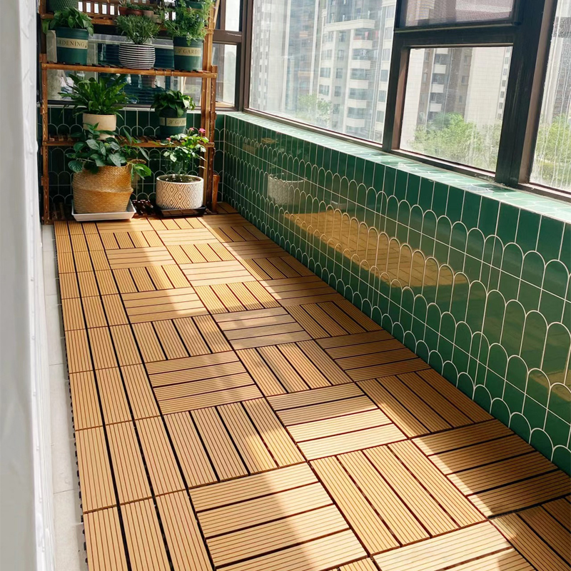 户外塑木地板阳台地面铺设露台庭院自铺免龙骨拼接地板防腐木地板