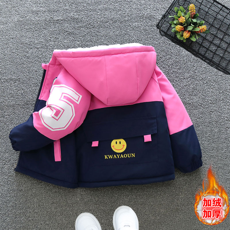 棉袄保暖棉服2023新款冬装连帽大童加绒加厚冬季外套棉衣中宝宝