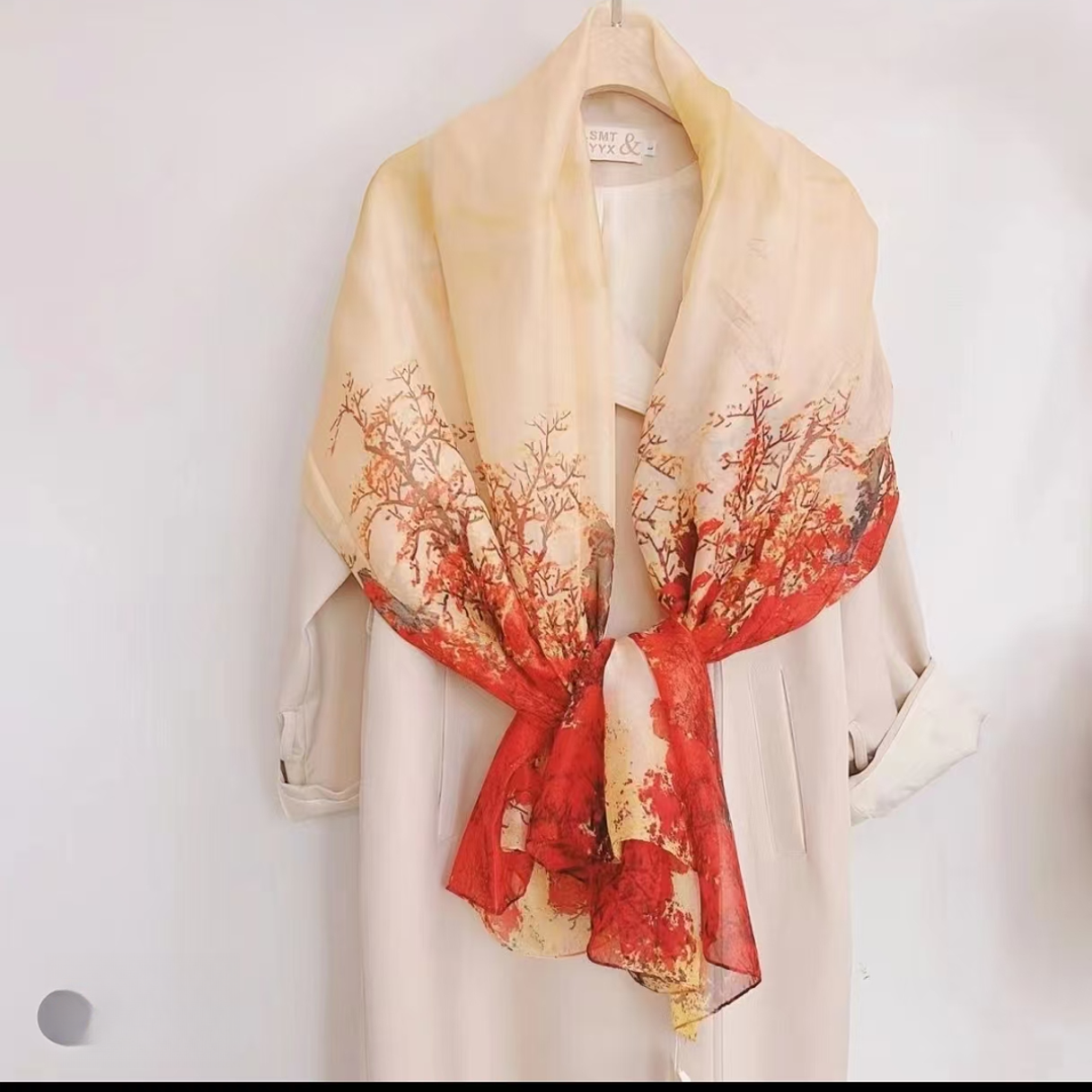 H030 叶落知秋 云朵纱 130*180 丝巾 披肩 围巾