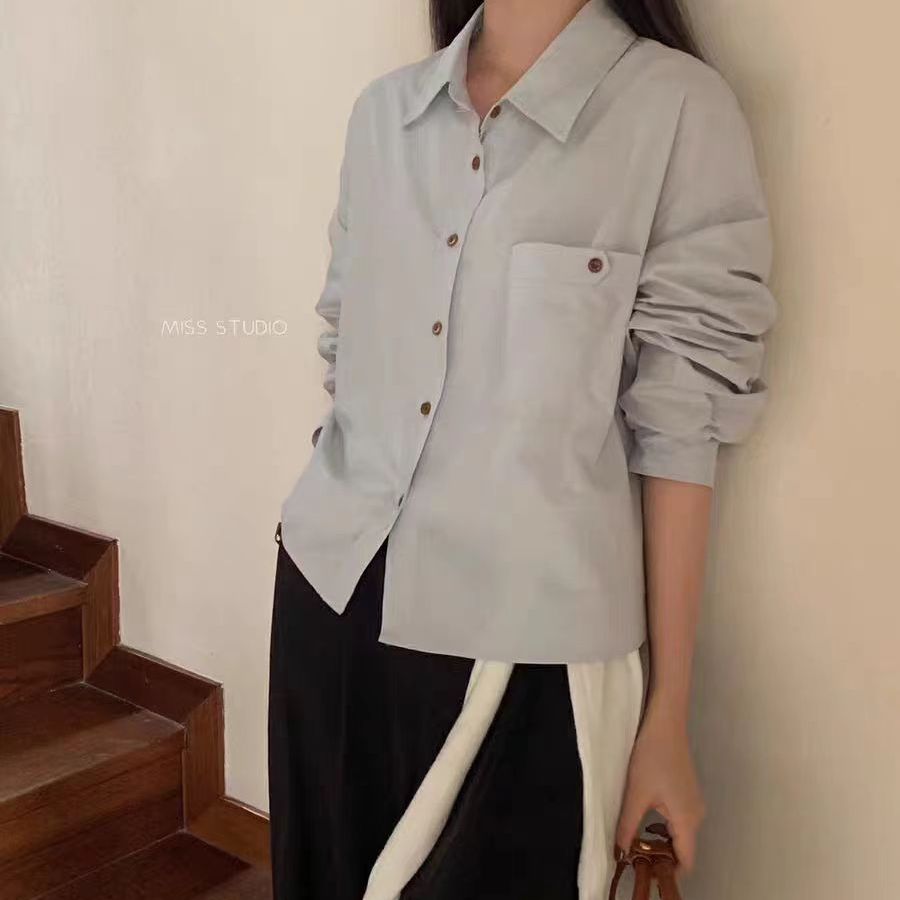 12303复古工装短款外搭上衣衬衫B1