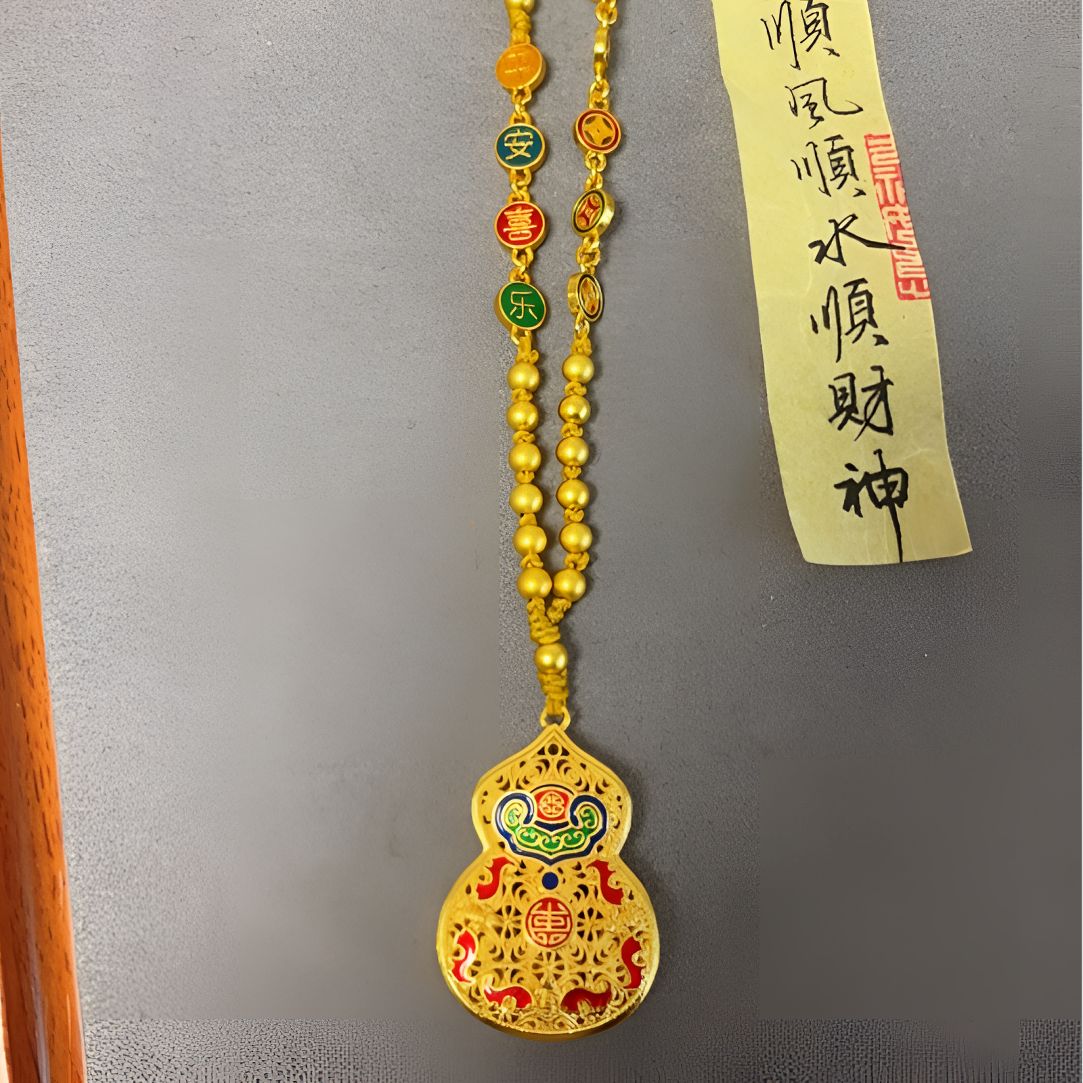 雕创 铜合金布艺吊坠 编织5毫米 珠彩色葫芦项链吊坠时尚潮流百搭