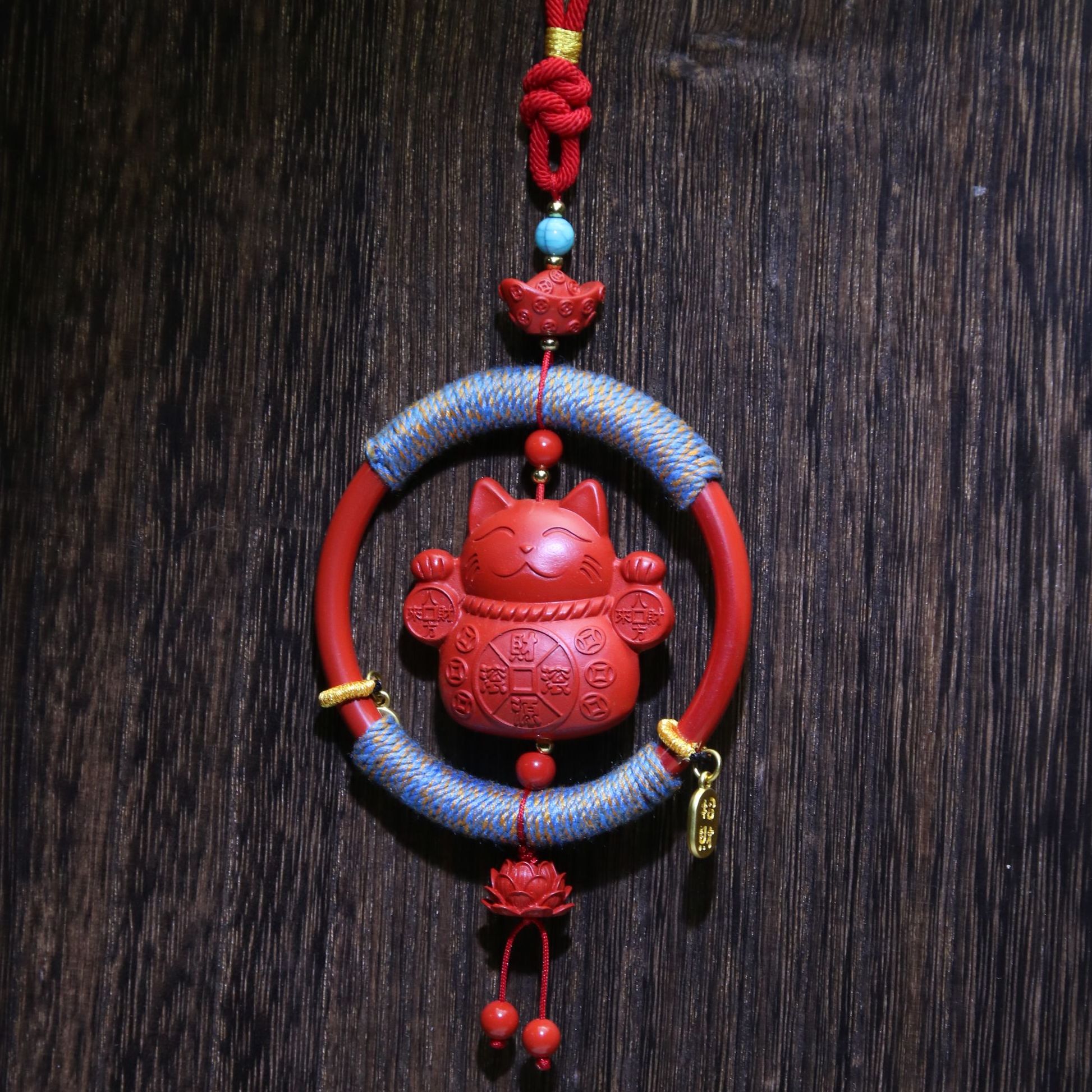 含辰砂工艺品朱砂招财猫车挂件高端上档次车内饰品平安车挂件