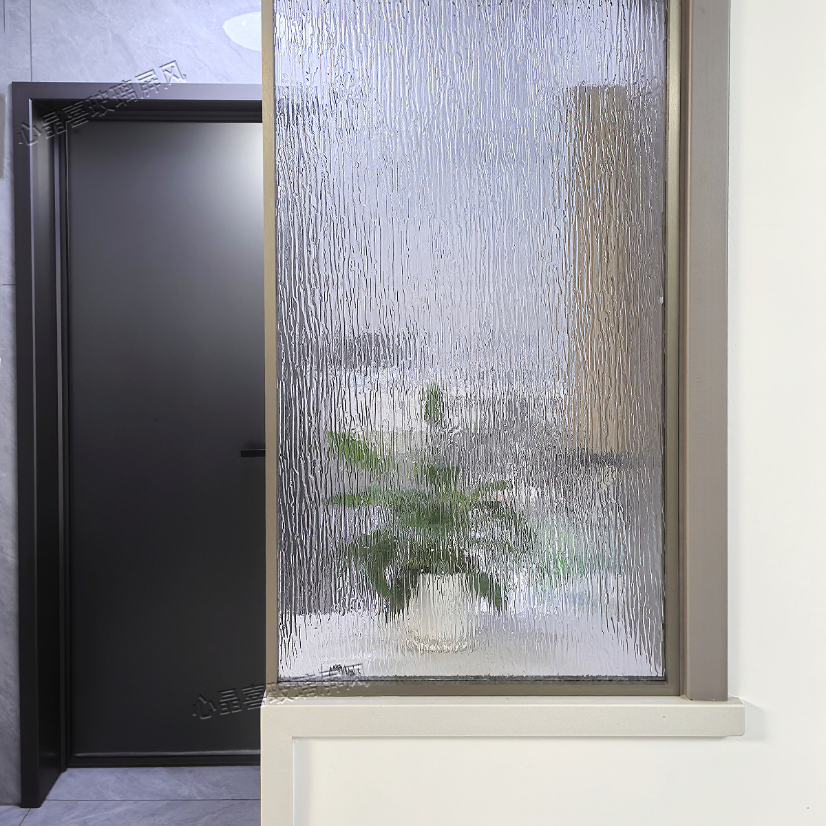 半墙超白雨花钢化艺术玻璃隔断屏风客厅玄关淋浴室洗手台卫生间