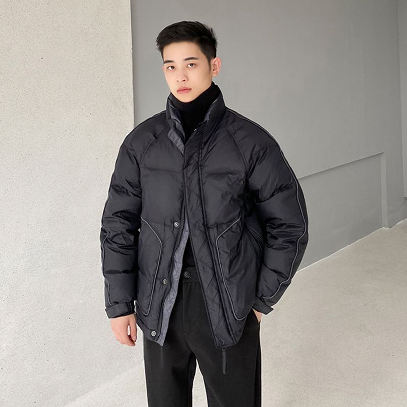 高档男士轻薄羽绒服2023年新款冬季潮牌帅气加厚立领冬装保暖外套