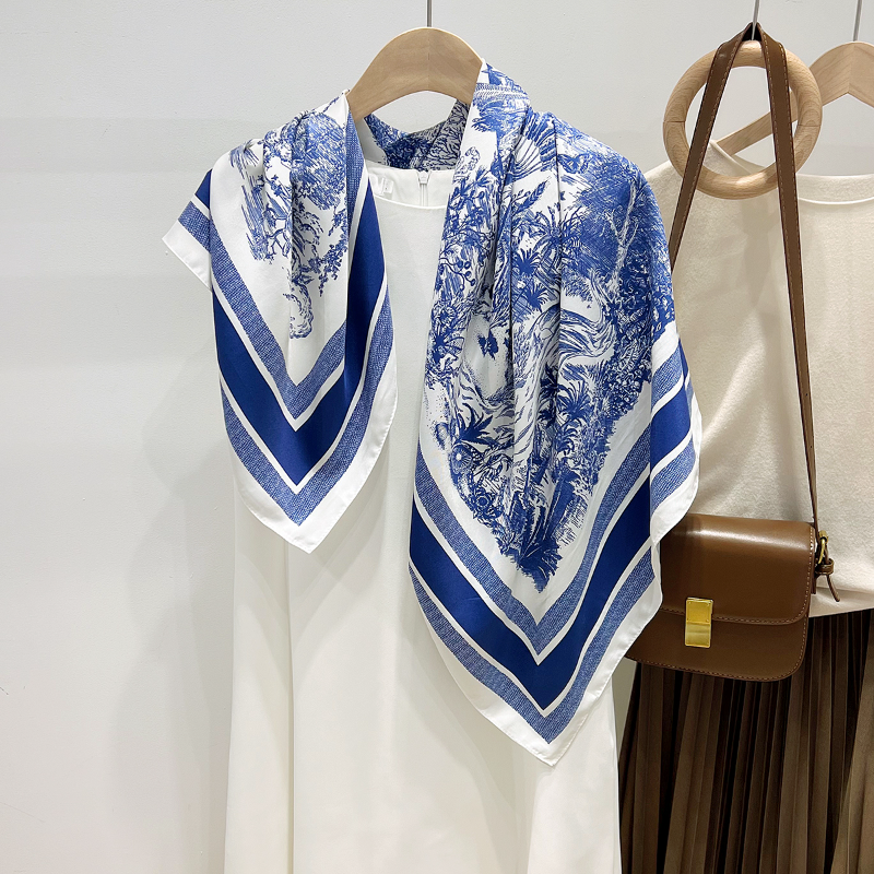 100新款百搭杭州丝绸丝巾90*90#3205