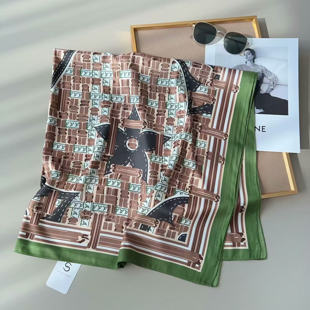 100新款百搭杭州丝绸丝巾90*90#1157