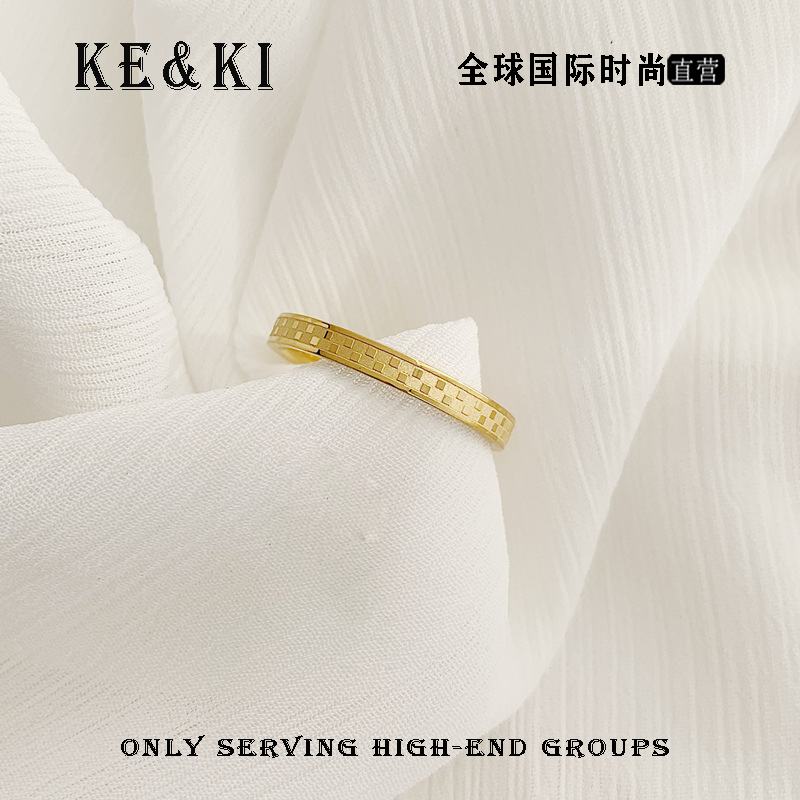 钛钢戒指 1025时尚简约方格情侣戒指