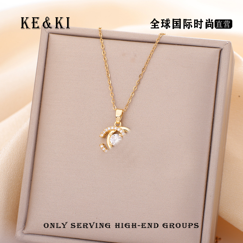 铜合金项链 3010轻奢百搭C形项链