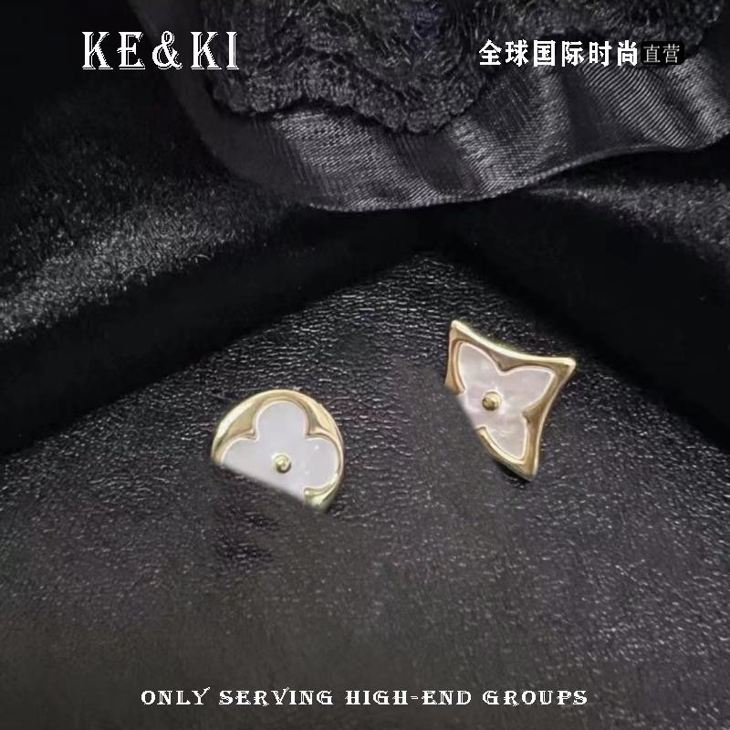 铜合金耳饰 2092不对称圆形菱形AB款耳钉