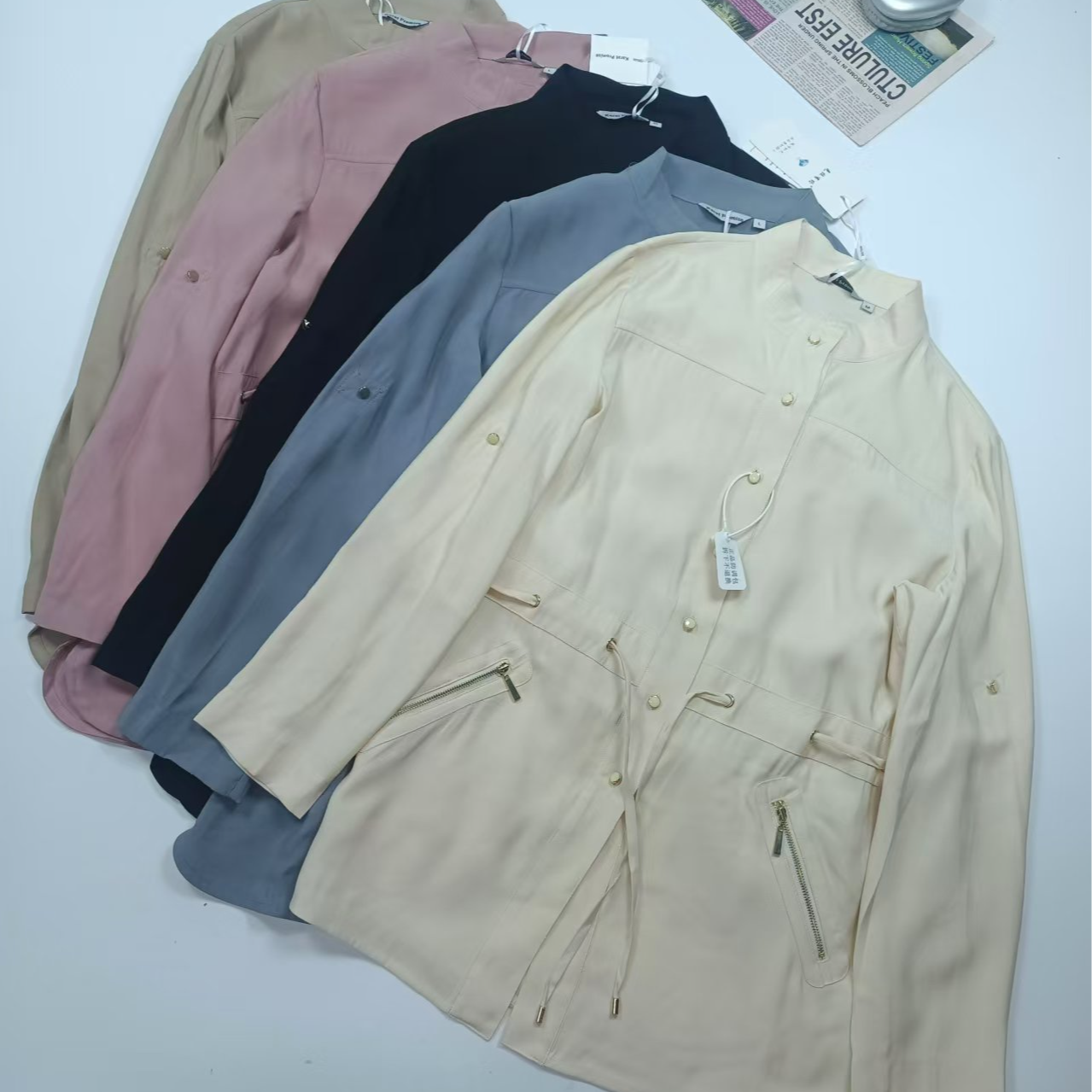 高级感时尚琉璃扣收腰显瘦气质减龄衬衫风衣10059（A5-19）