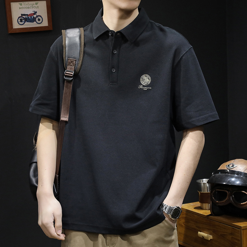 2024新款重磅夏季厚款短袖POLO衫男宽松简约翻领t恤夏季男士半袖