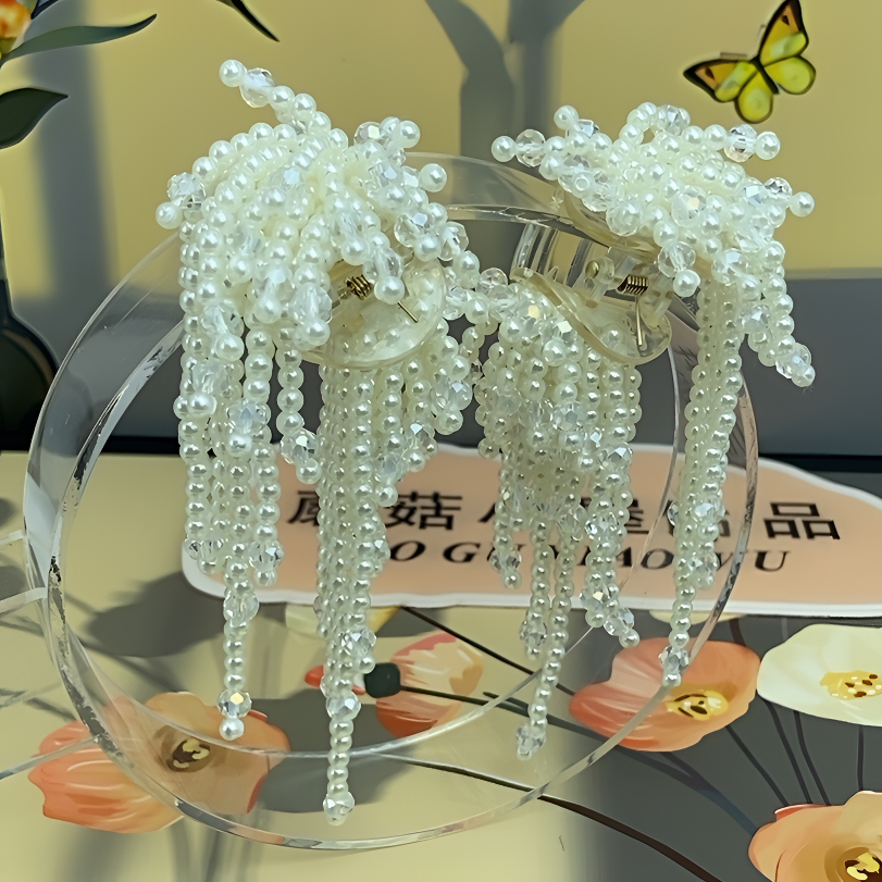 （）小香风小抓夹气质百搭珠珠发夹头饰串珠发女量少后脑勺发饰