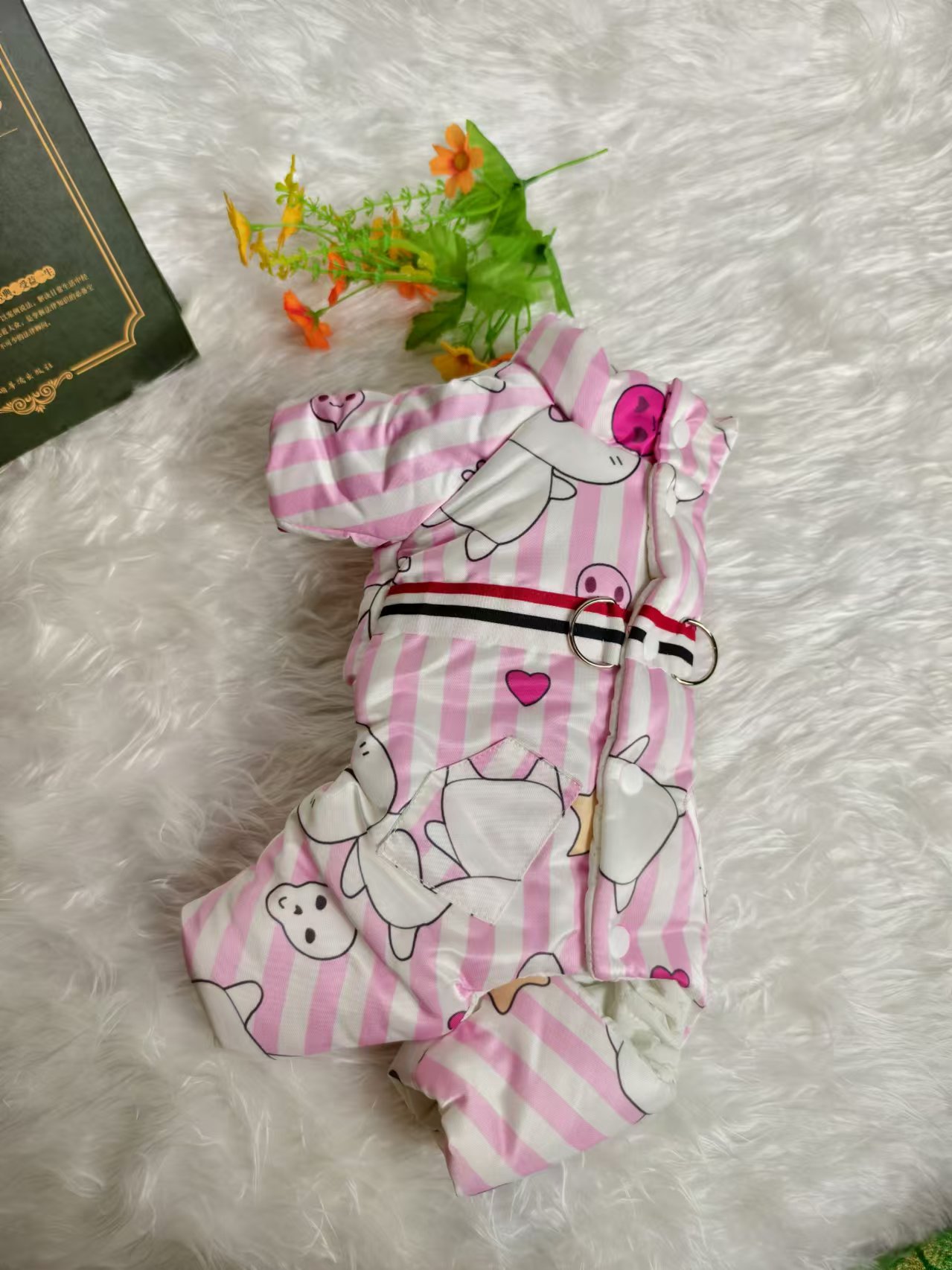 宠物狗狗衣服秋冬加厚保暖四脚衣可牵引小型犬