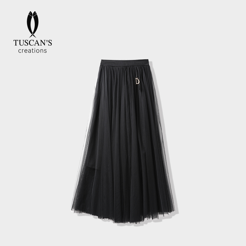 TUSCAN'S CREATIONS女装半身裙春秋百褶女裙气质高腰宽松显瘦裙子