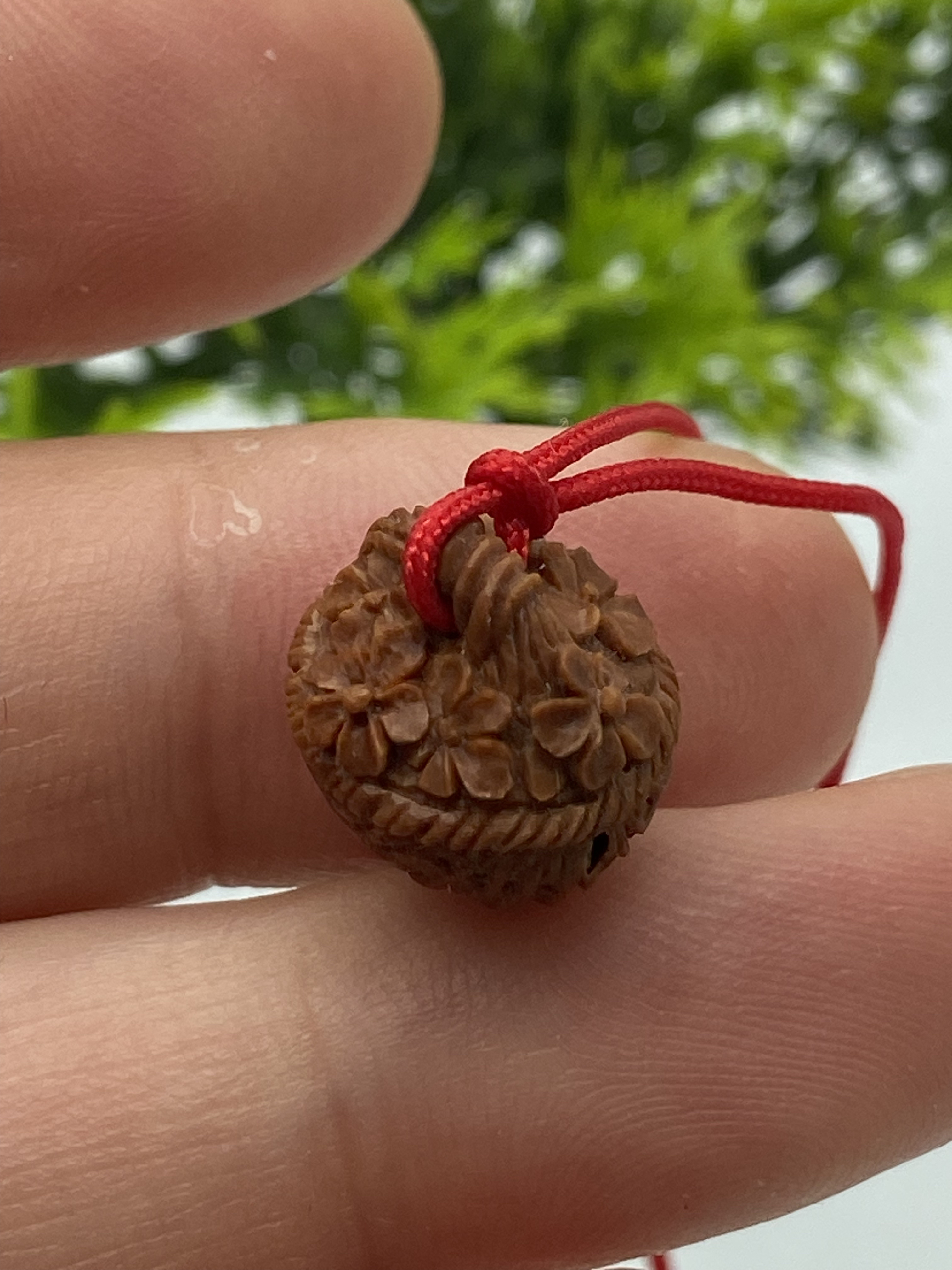 宝宝压惊桃篮花开富贵纯手工雕刻