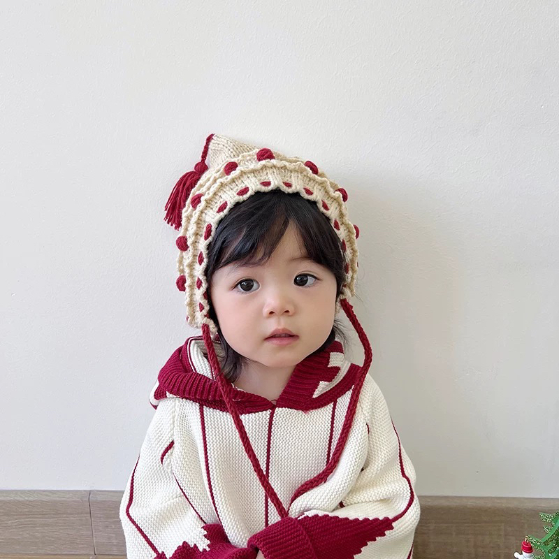 儿童宝宝婴儿针织帽秋冬手工编织护耳帽网红韩版时尚百搭保暖冬季