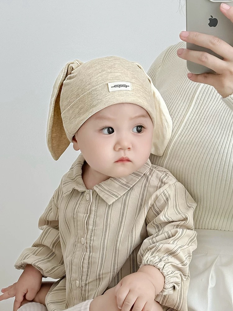 婴儿帽子春秋款棉新生婴幼儿卡通护卤门帽初生宝宝可爱超萌胎帽