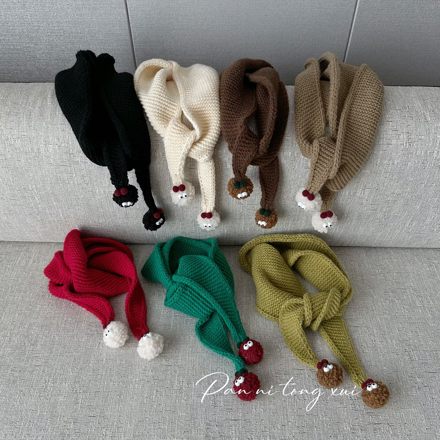 ins可爱毛球儿童针织围巾针织秋冬防寒宝宝毛线围脖男女童保暖围