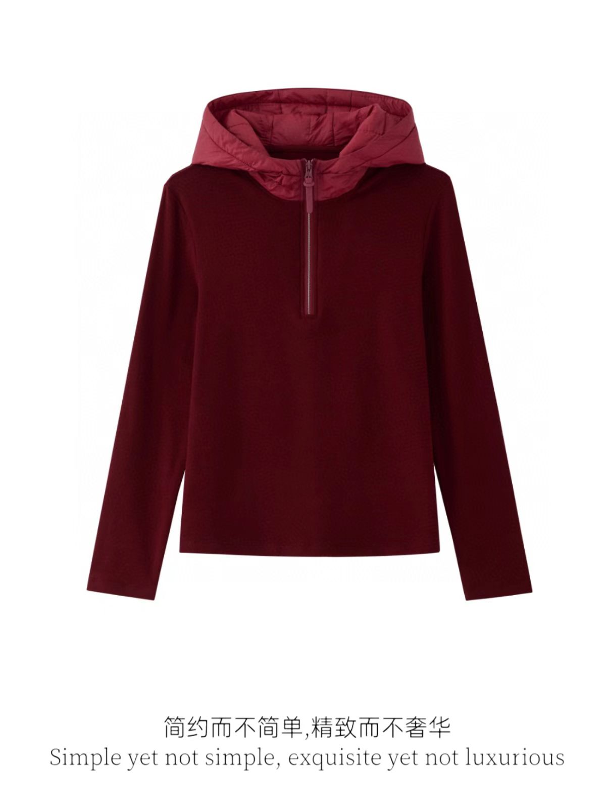 DL【小暖炉】实用主义设计师款德绒升级款梭织帽半拉链打底帽衫6234