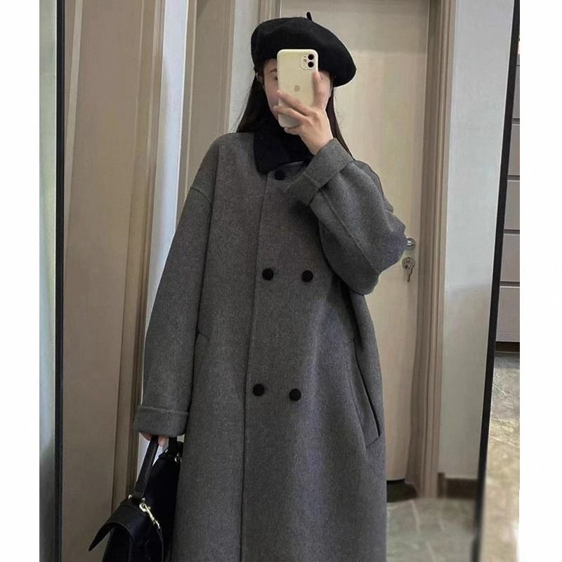 双面羊毛大衣女中长款韩版高档学院风时尚气质新款秋冬毛
