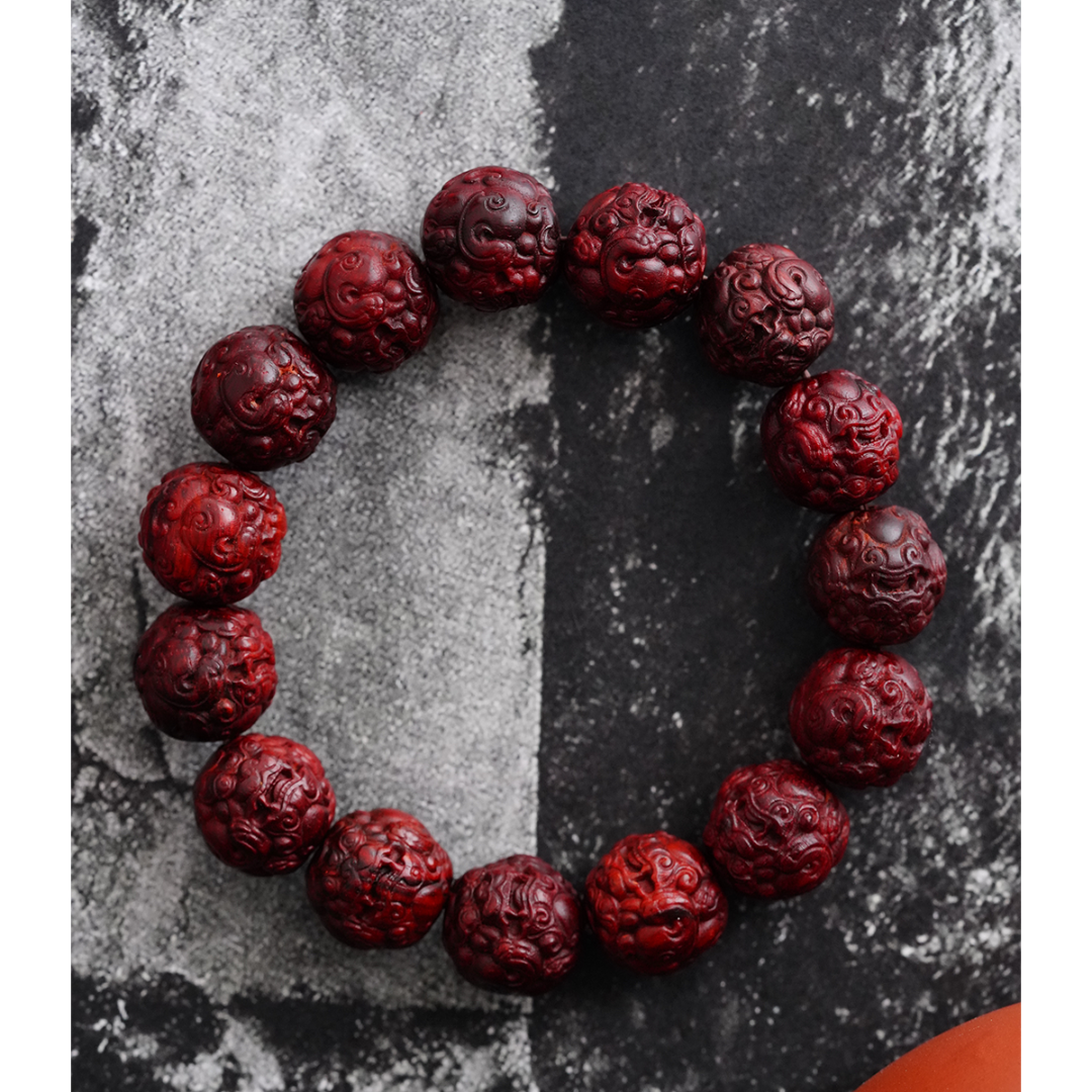 正宗印度小叶紫檀貔貅手串精雕珠招米纳福高油性文玩好物