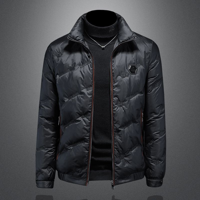 欧洲站高端立领羽绒服男冬季新款潮牌休闲白鸭绒加厚外套短款男装