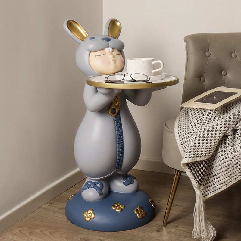 日本高档北欧创意大型落地摆件客厅奶牙兔家居饰品乔迁新居赠送
