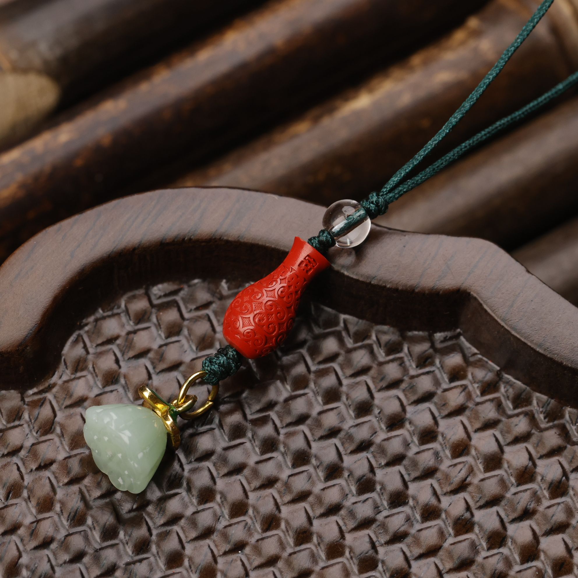 含辰砂工艺品Y【好事连连】朱砂平安顺遂手机挂