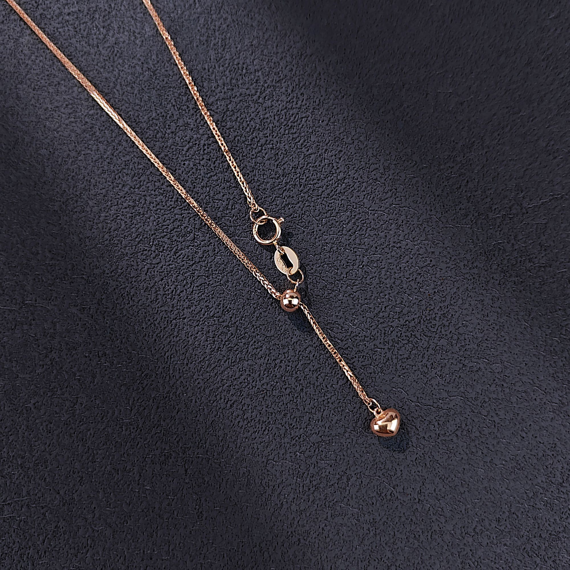 18k玫瑰金桃心抽拉肖邦项链50cm