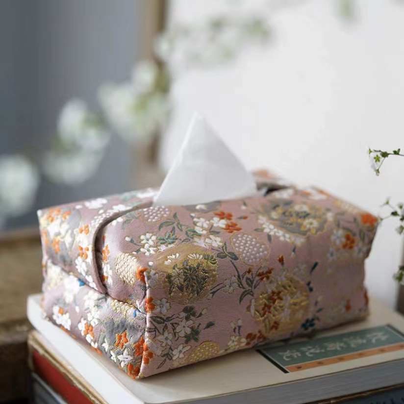 手工设计师款锦缎编织纸巾盒袋中式抽纸盒布艺式小清新织锦缎布袋