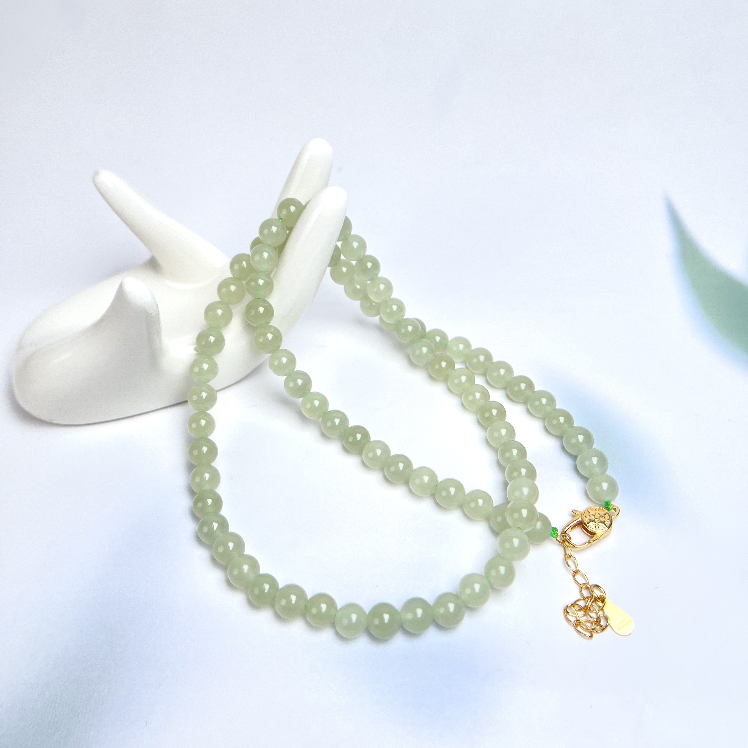 景景严选~S925和田玉项链-圆珠约6mm