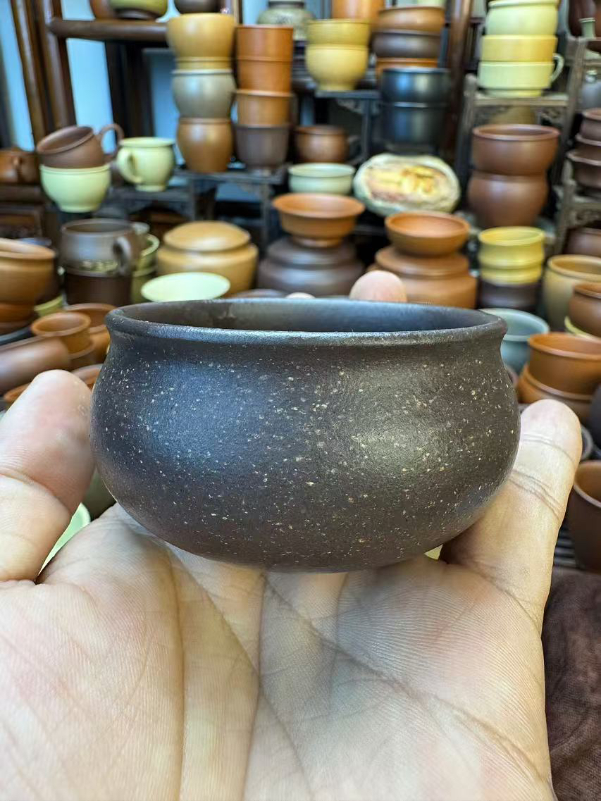 黄龙山原矿紫砂天青泥主人杯手工制作普洱禅定杯100cc小口杯