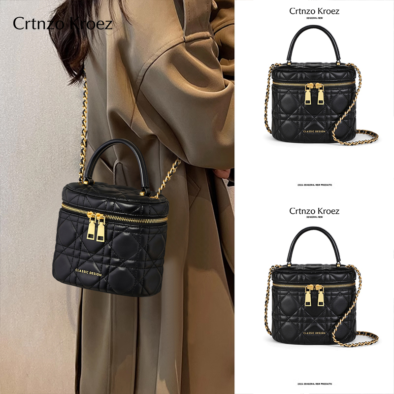 【CrtnzoKroez官方正品】真皮女包高级感手提包小香风小众菱格经典