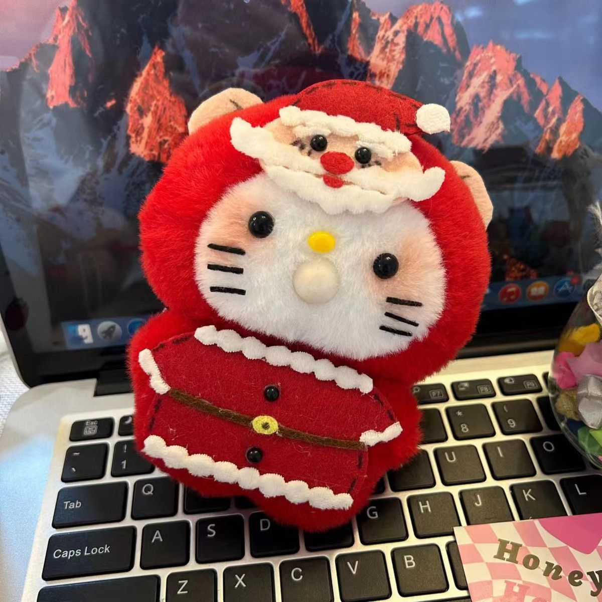 圣诞节玩偶Kitty猫钥匙扣diy手工材料包录音玩偶书包挂件新年礼物