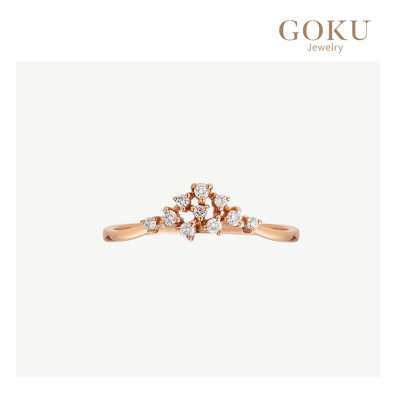 GOKU18K玫瑰金戒指女繁星钻戒叠戴时尚甜美镶钻叠戴精致K金女戒