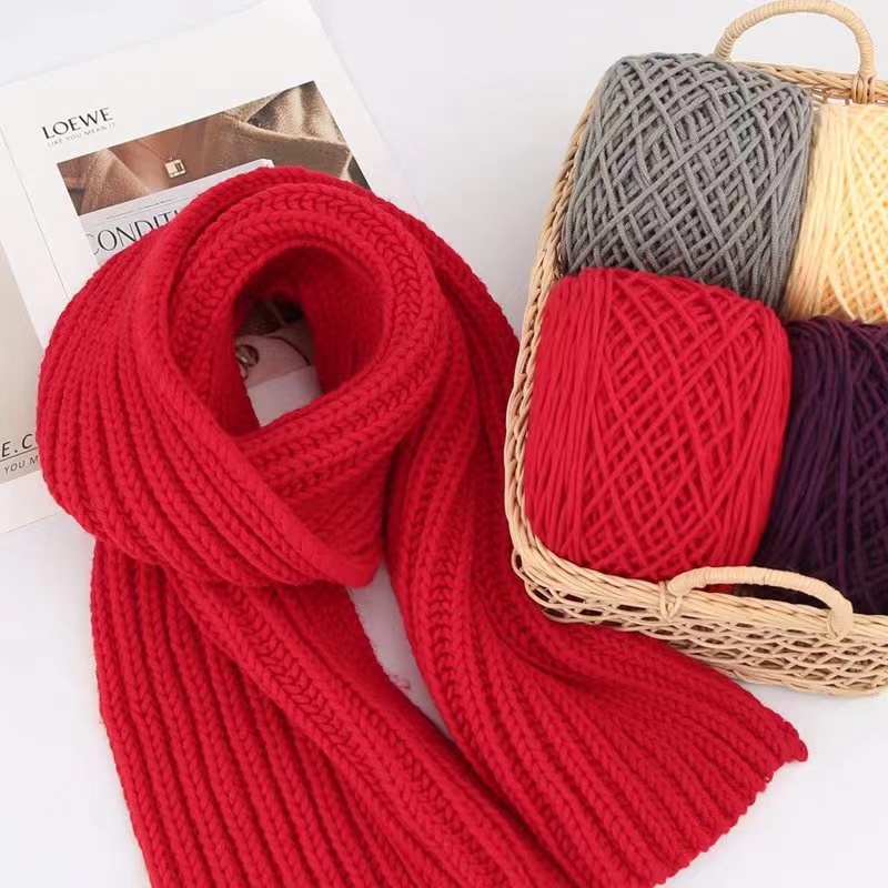 大分量八股情人棉男女手工编织围巾毛线中粗线编织钩针棒针线批发