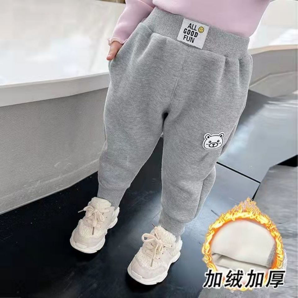 女童裤子秋冬季2023宝宝一体绒新款中小童加绒加厚休闲裤外穿洋气