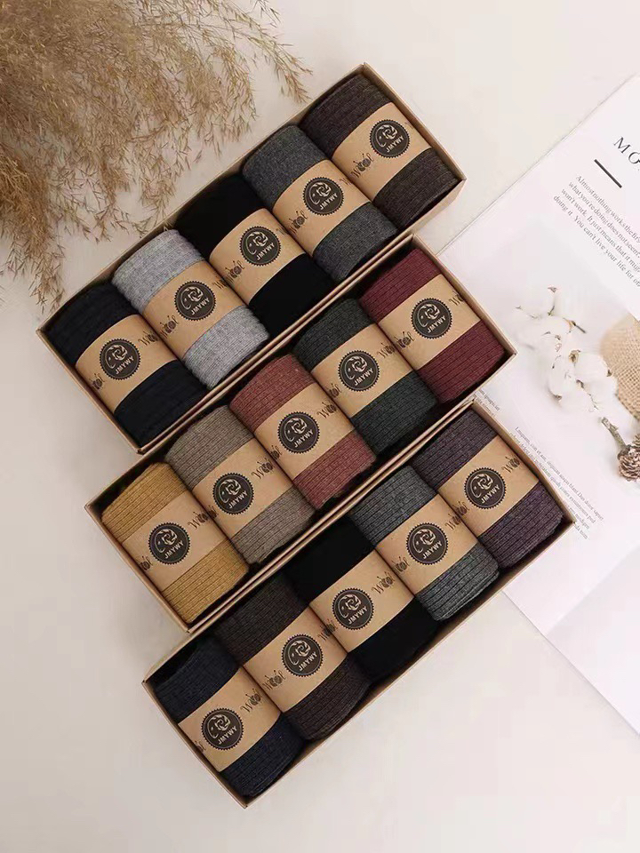 新粉福利!精纺羊毛混纺袜女堆堆袜男中筒袜纯色吸汗保暖秋冬