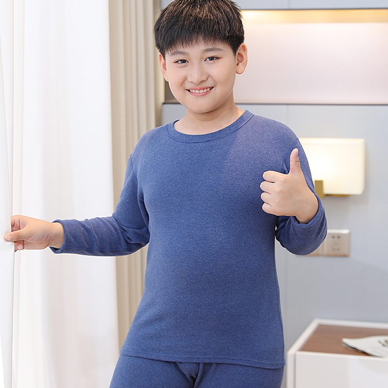 胖男童彩棉秋衣圆领薄款内衣套装加肥秋冬加厚儿童青少年打底睡衣