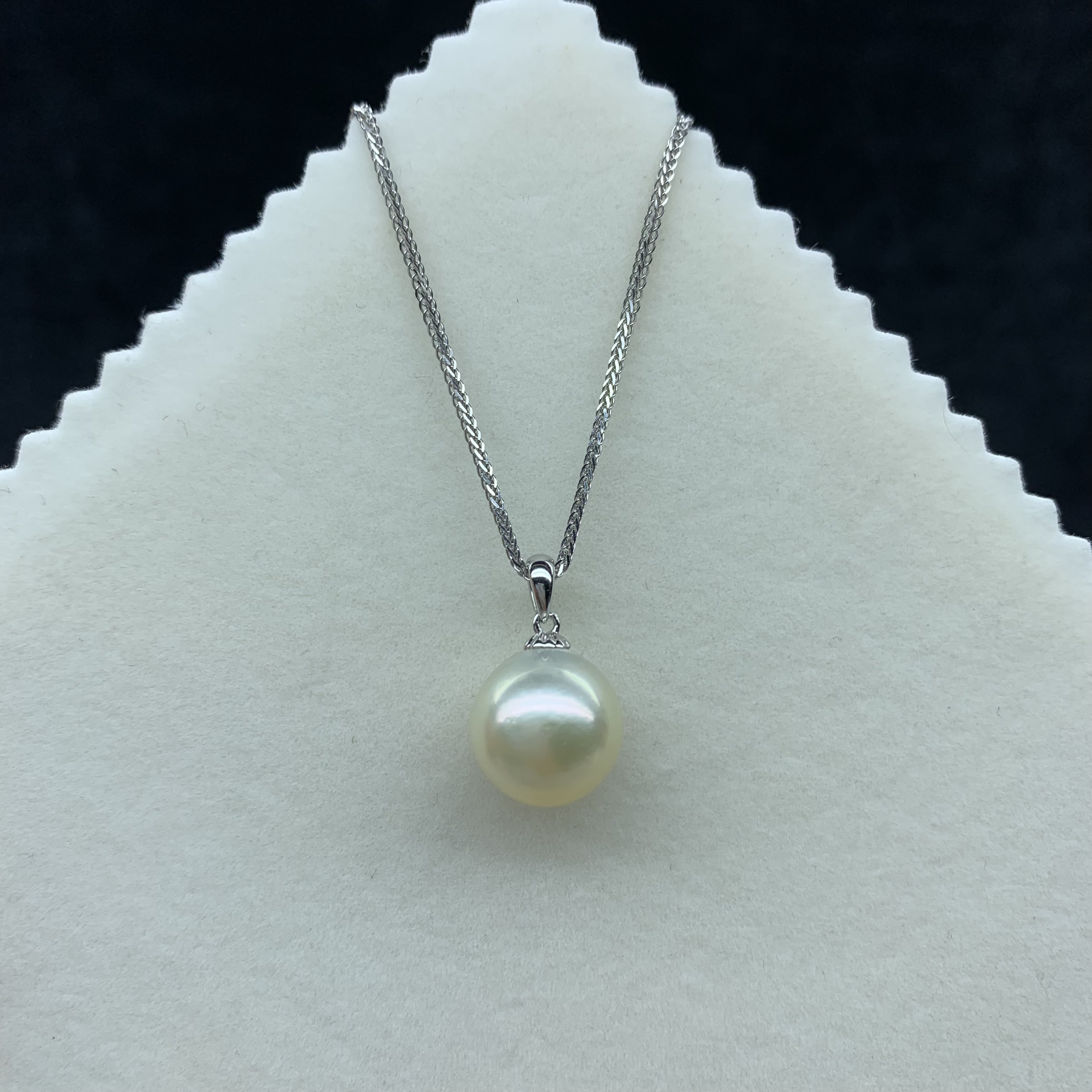 海水干枯玫瑰金珍珠吊坠12-13mm镶嵌银近正圆性价比（不含链子）