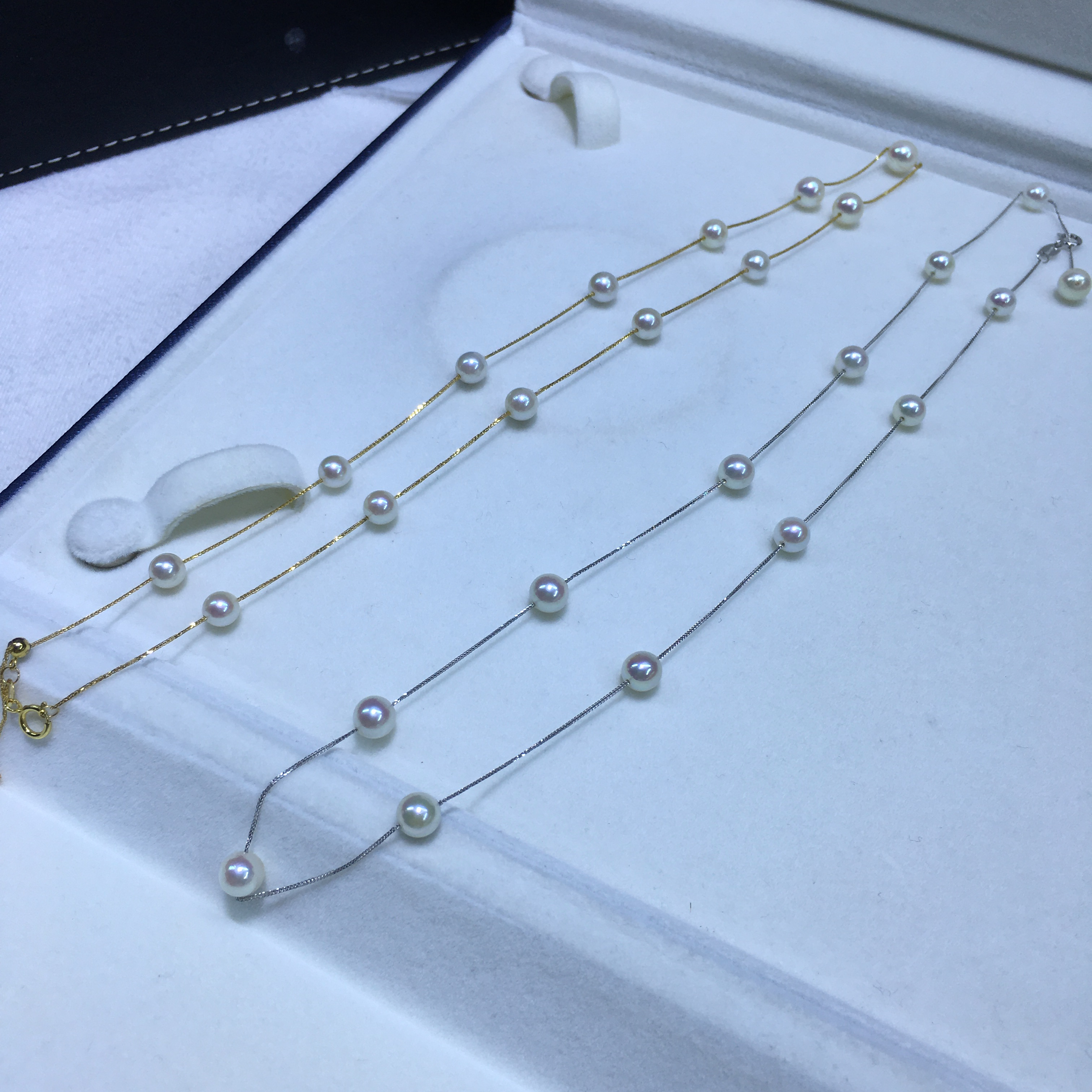 海水akoya满天星项链 5-6mm基本正圆细微瑕镶嵌18k金（多样性发一）