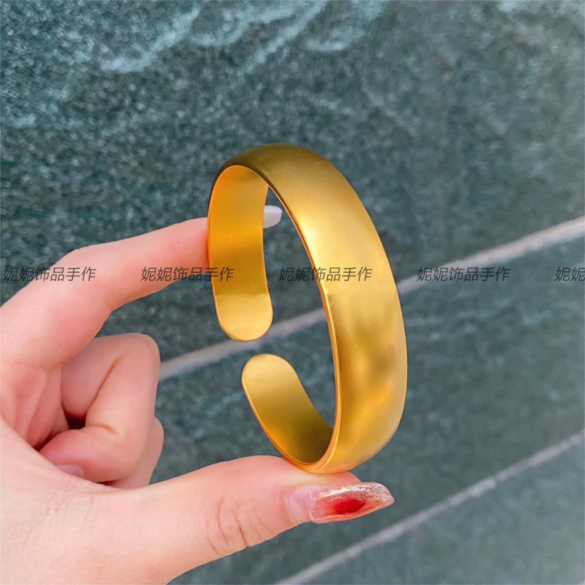 合金手镯 [高定]  磨砂 时尚开口古法霸气轮胎手镯轻奢素圈百搭