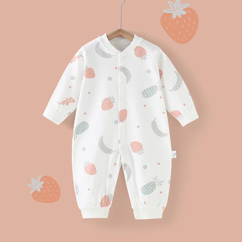 宝宝连体衣纯棉长袖婴儿春秋款哈衣爬服新生儿打底睡衣0-2岁闭档