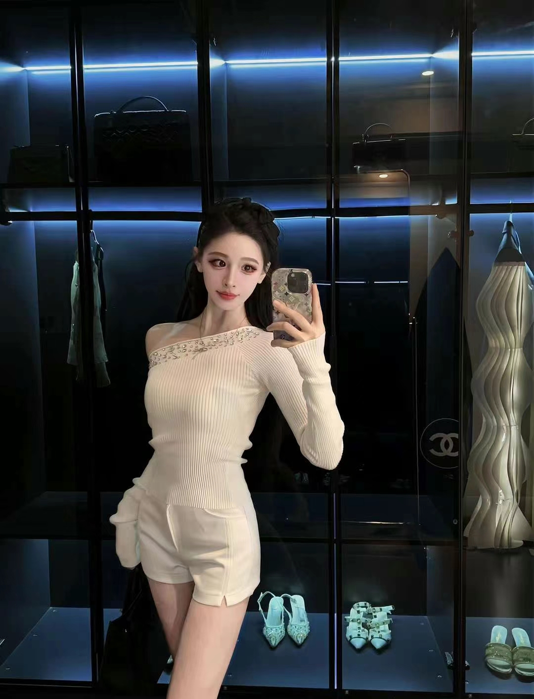 上衣松紧显瘦气质长袖针织